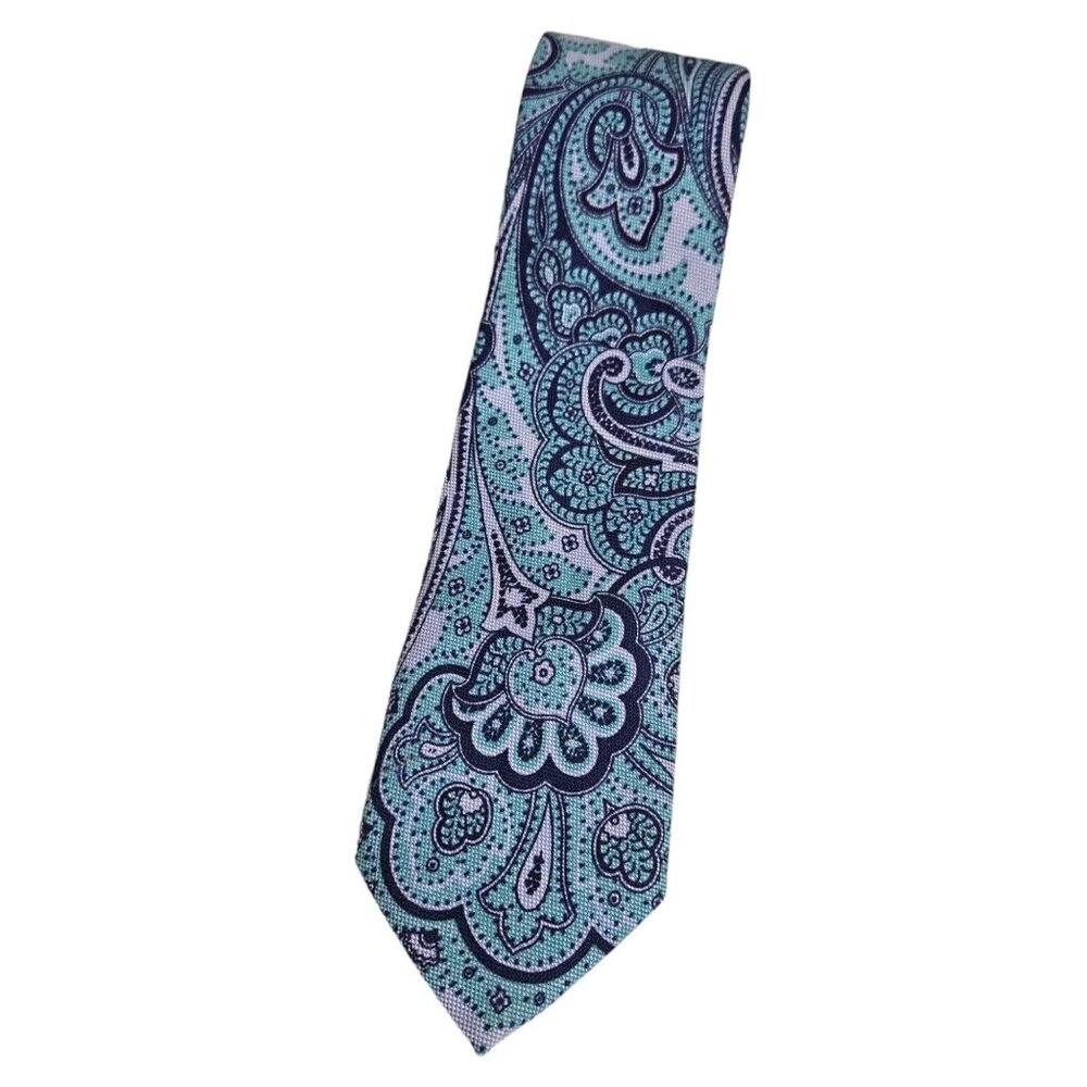 NWT BENVENUTO Men's Cotton Tie DESIGNER Tie Blue Purple Paisley W:2.8"